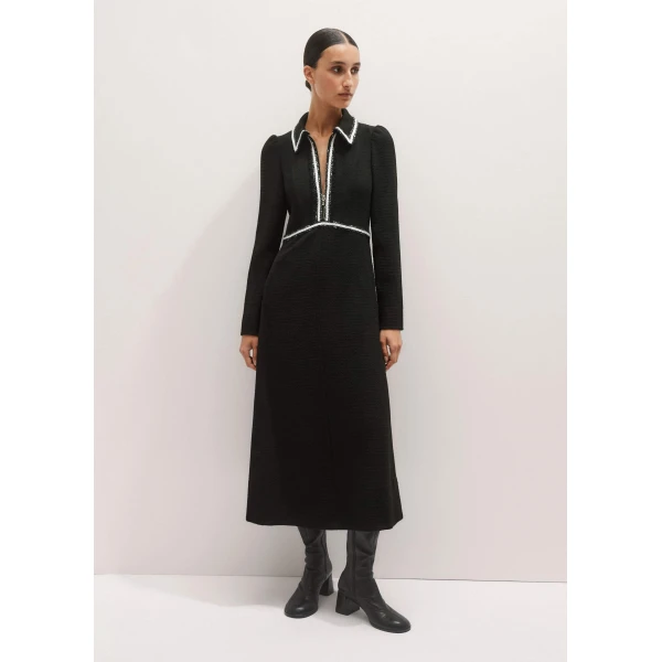 Me + Em Textured Midi Dress – luxury British Black in Me and Em exclusively at Luxury Shoes 