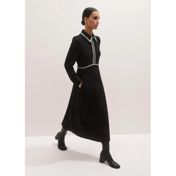 Me and Em Textured Midi Dress – luxury British Black in Me and Em exclusively at Luxury Shoes 