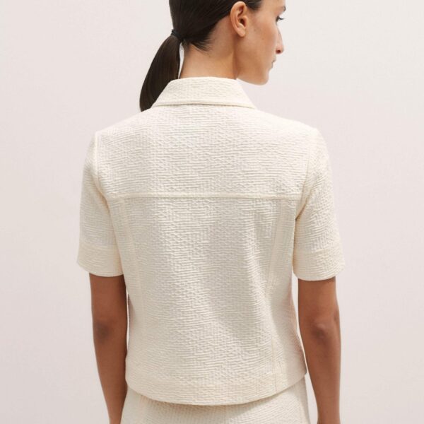 Me and Em Textured Ponte Zip Front Top – luxury British Ivory in Me and Em exclusively at Luxury Shoes 