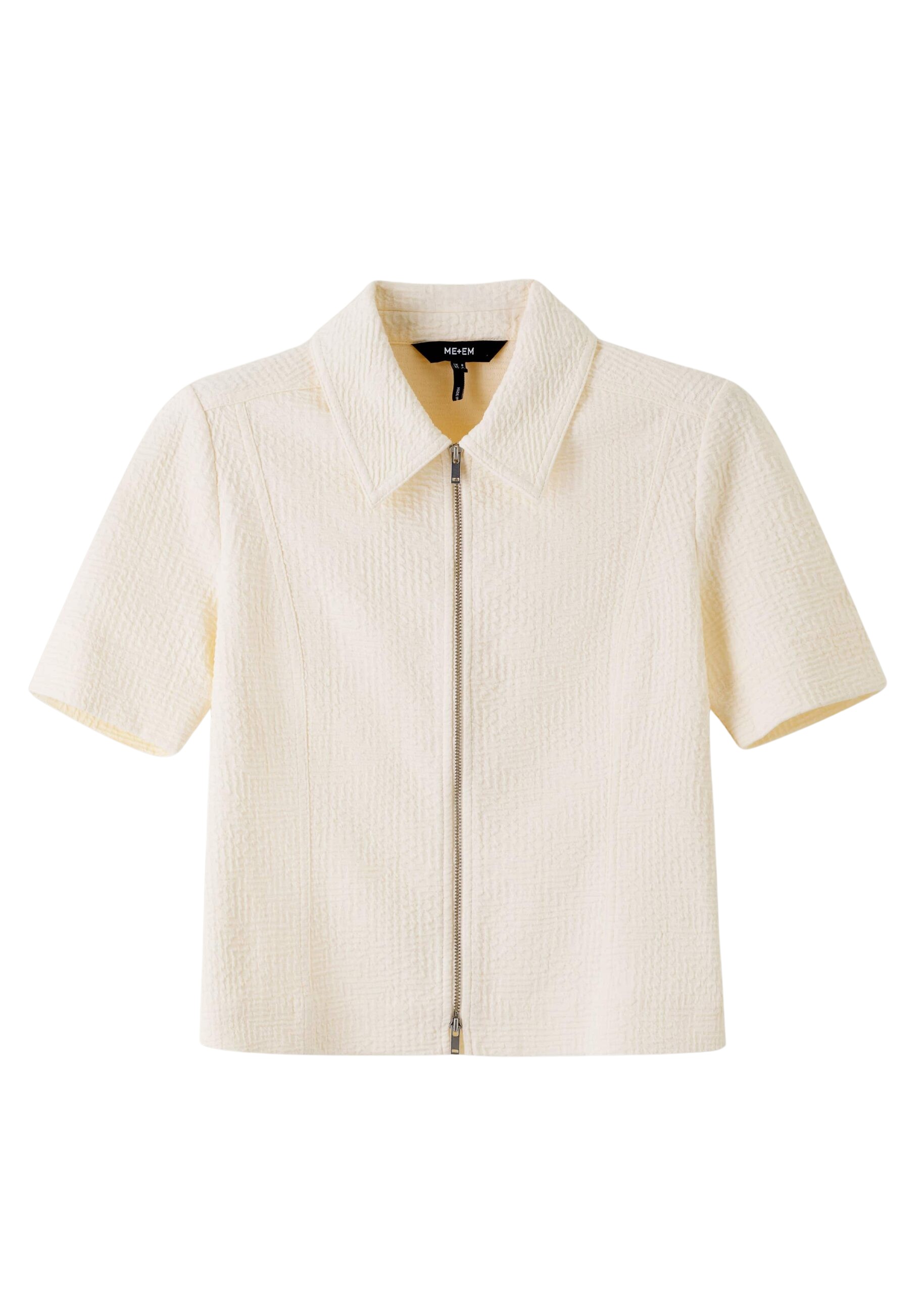 Me and Em Textured Ponte Zip Front Top