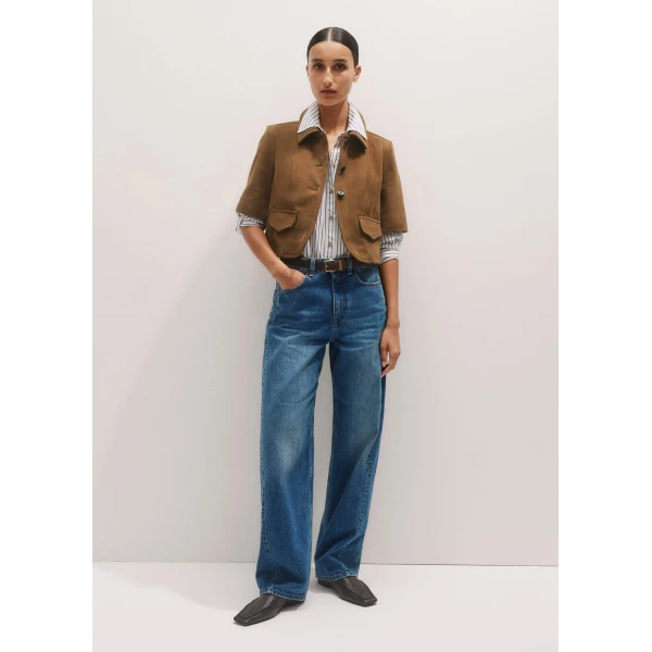 Me + Em The Everyday Short Sleeve Jacket – luxury British Brown in Me and Em exclusively at Luxury Shoes 