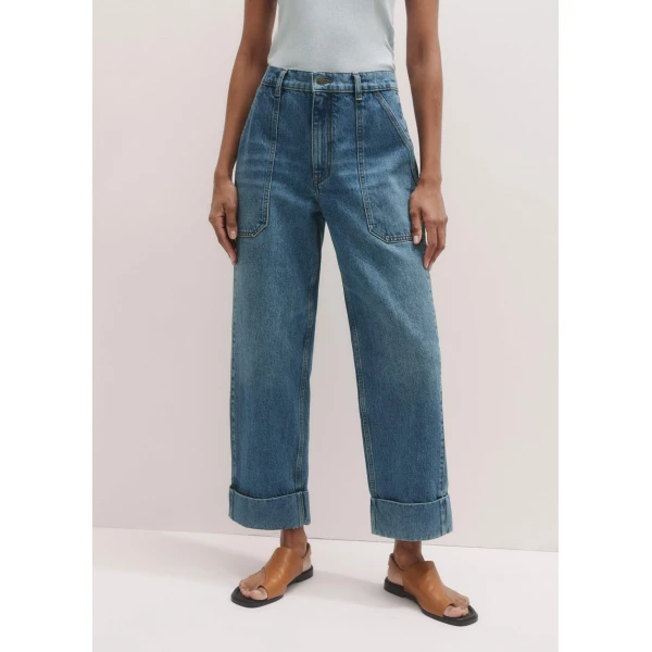 Me + Em Turn-Up Straight Jean – luxury British Blue in Me and Em exclusively at Luxury Shoes 