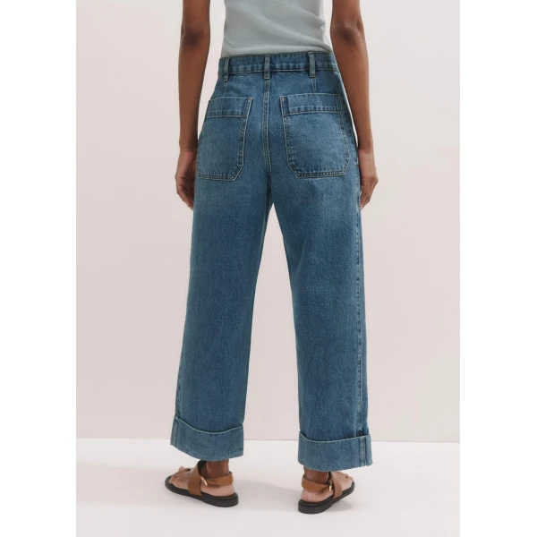 Me and Em Turn-Up Straight Jean – luxury British Blue in Me and Em exclusively at Luxury Shoes 