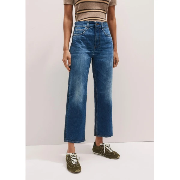 Me + Em Two-Tone Straight Crop Jean – luxury British Blue in Me and Em exclusively at Luxury Shoes 