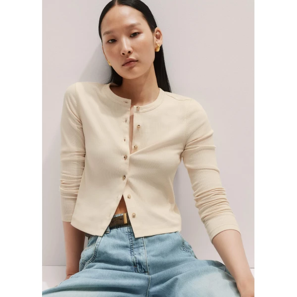 Me + Em Ultimate Rib Cardigan – luxury British Ivory in Me and Em exclusively at Luxury Shoes 