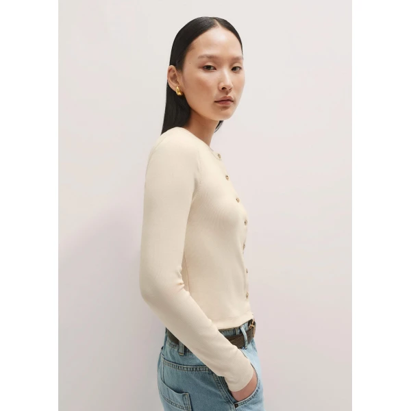 Me + Em Ultimate Rib Cardigan – luxury British Ivory in Me and Em exclusively at Luxury Shoes 