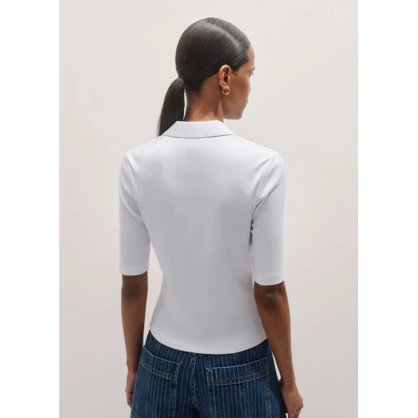 Me and Em Ultimate Rib Polo Top – luxury British White in Me and Em exclusively at Luxury Shoes 