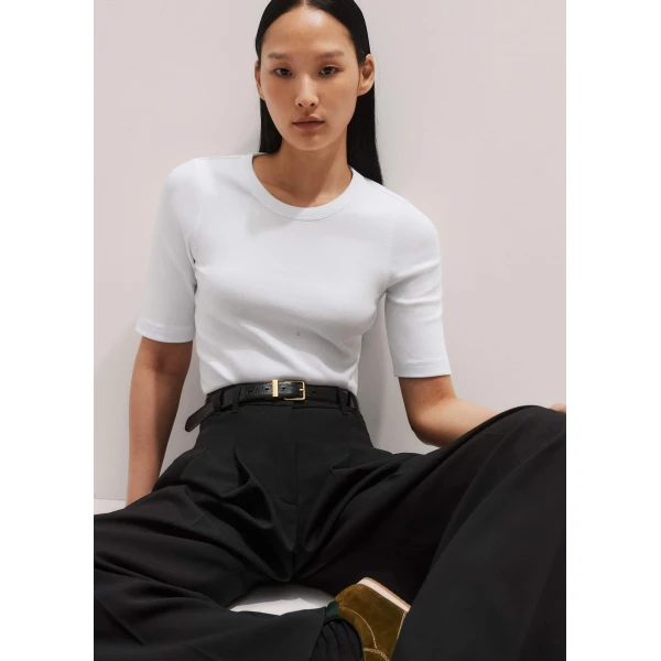 Me + Em Ultimate Rib Sweater Tee – luxury British White in Me and Em exclusively at Luxury Shoes 