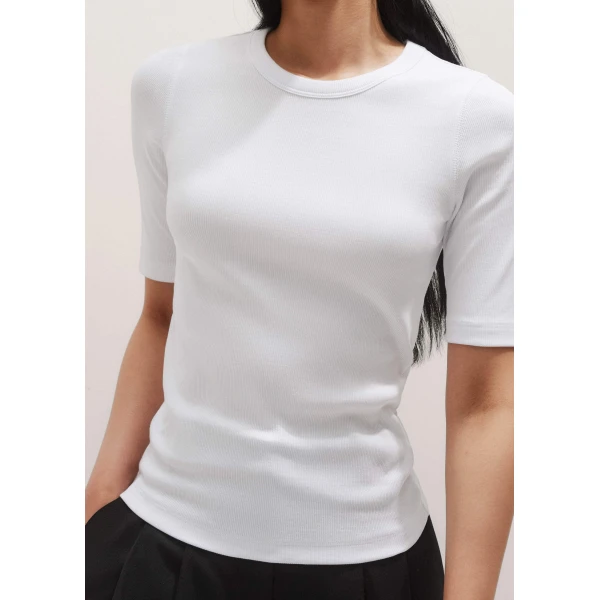 Me and Em Ultimate Rib Sweater Tee – luxury British White in Me and Em exclusively at Luxury Shoes 