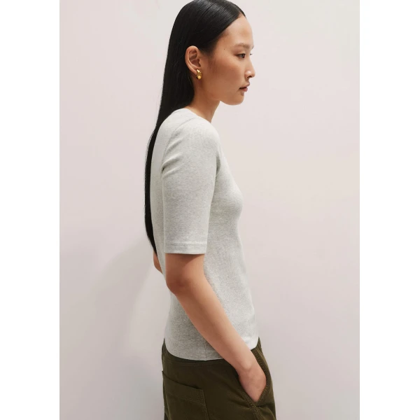 Me + Em Ultimate Rib Sweater Tee – luxury British Gray in Me and Em exclusively at Luxury Shoes 