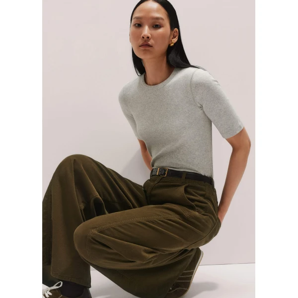 Me and Em Ultimate Rib Sweater Tee – luxury British Gray in Me and Em exclusively at Luxury Shoes 