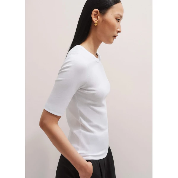Me and Em Ultimate Rib Sweater Tee – luxury British White in Me and Em exclusively at Luxury Shoes 