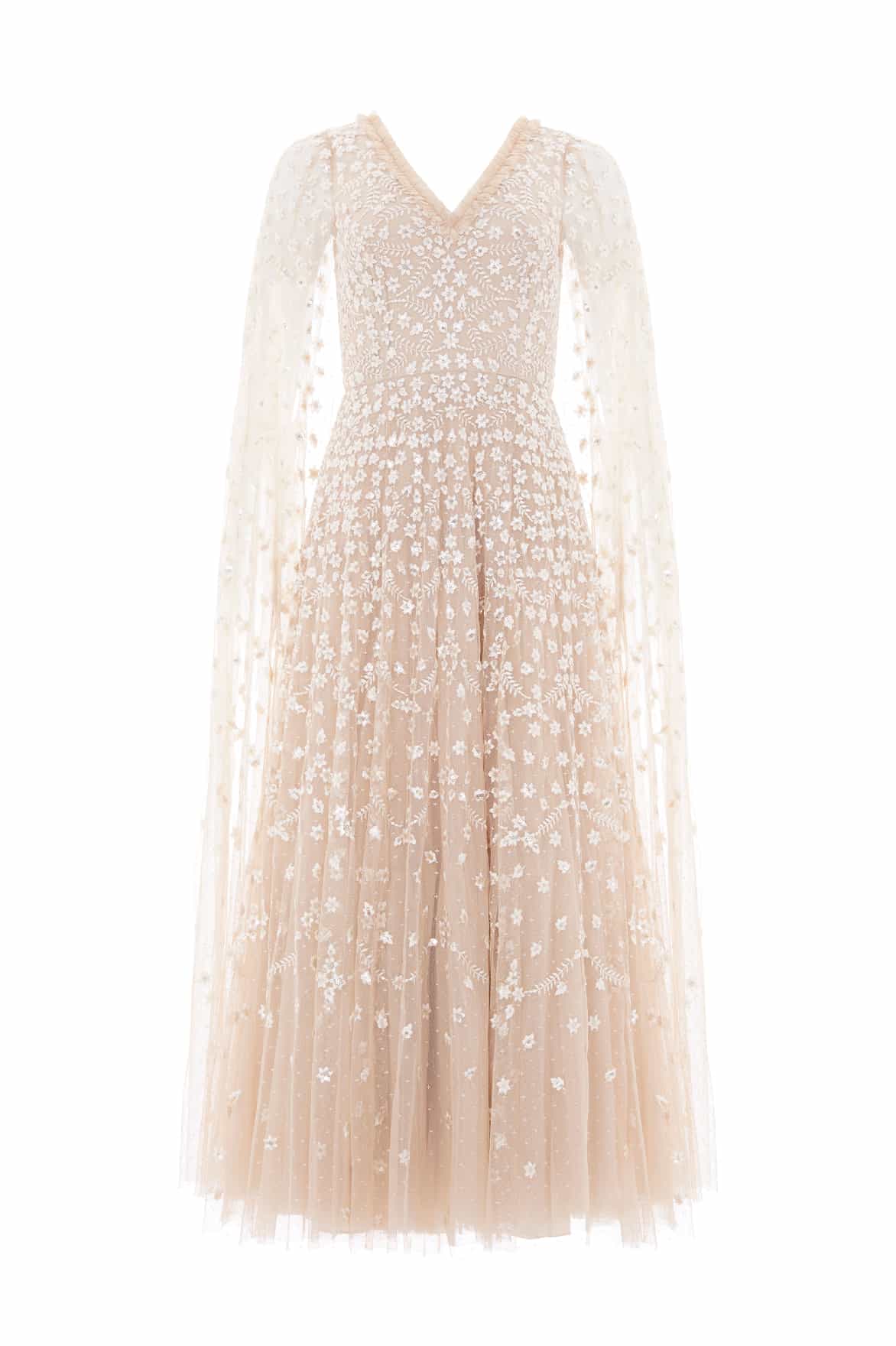 Needle and Thread Clover Cape Sleeve Ankle Gown