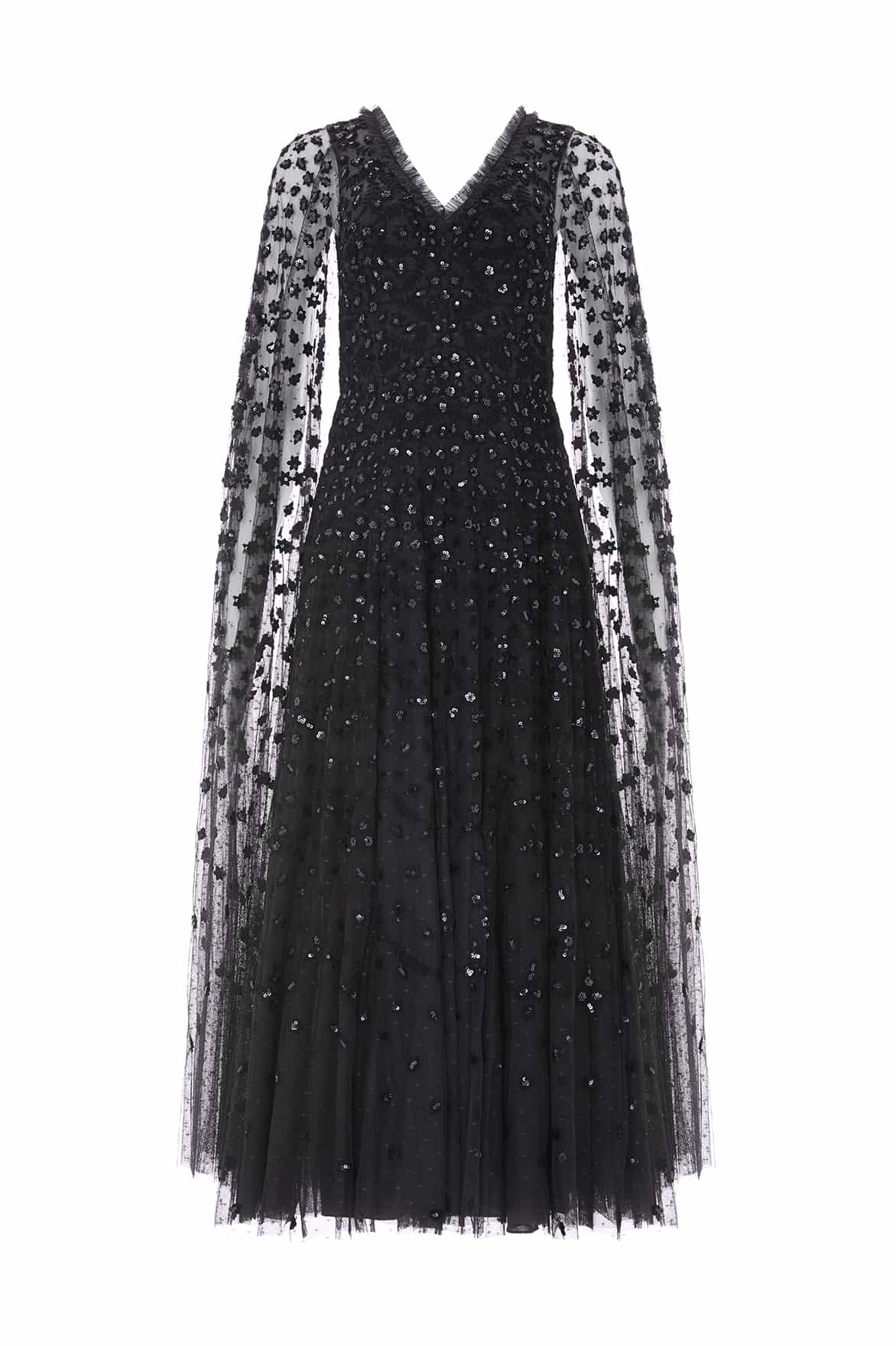 Needle and Thread Clover Cape Sleeve Ankle Gown