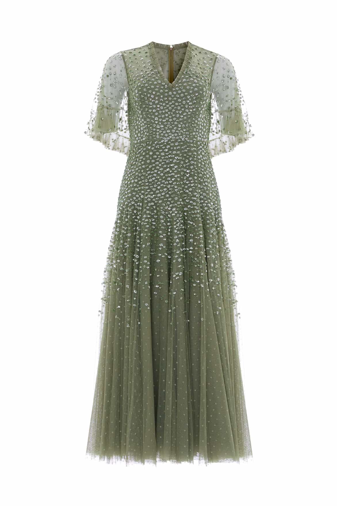 Needle and Thread Dappled Sequin Cape Ankle Gown