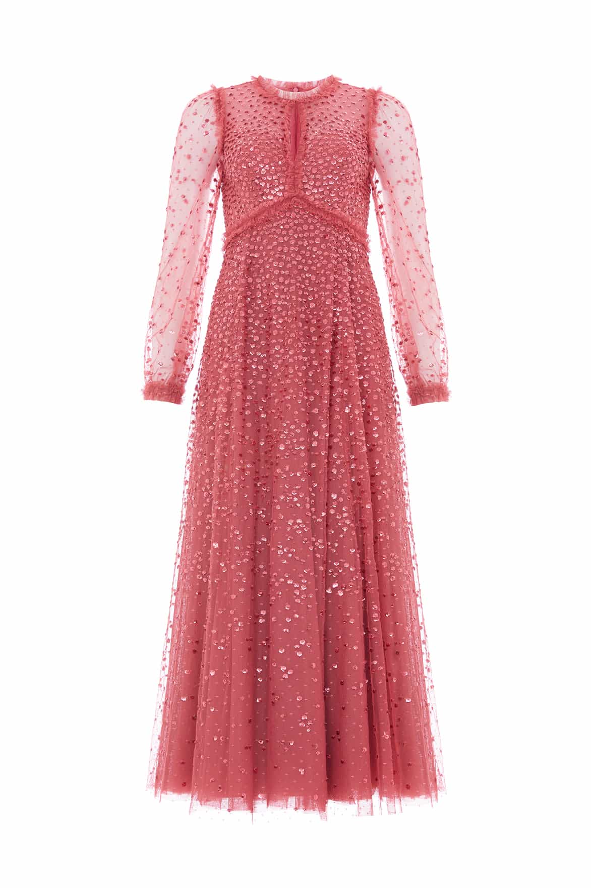 Needle and Thread Dappled Sequin Long Sleeve Ankle Gown