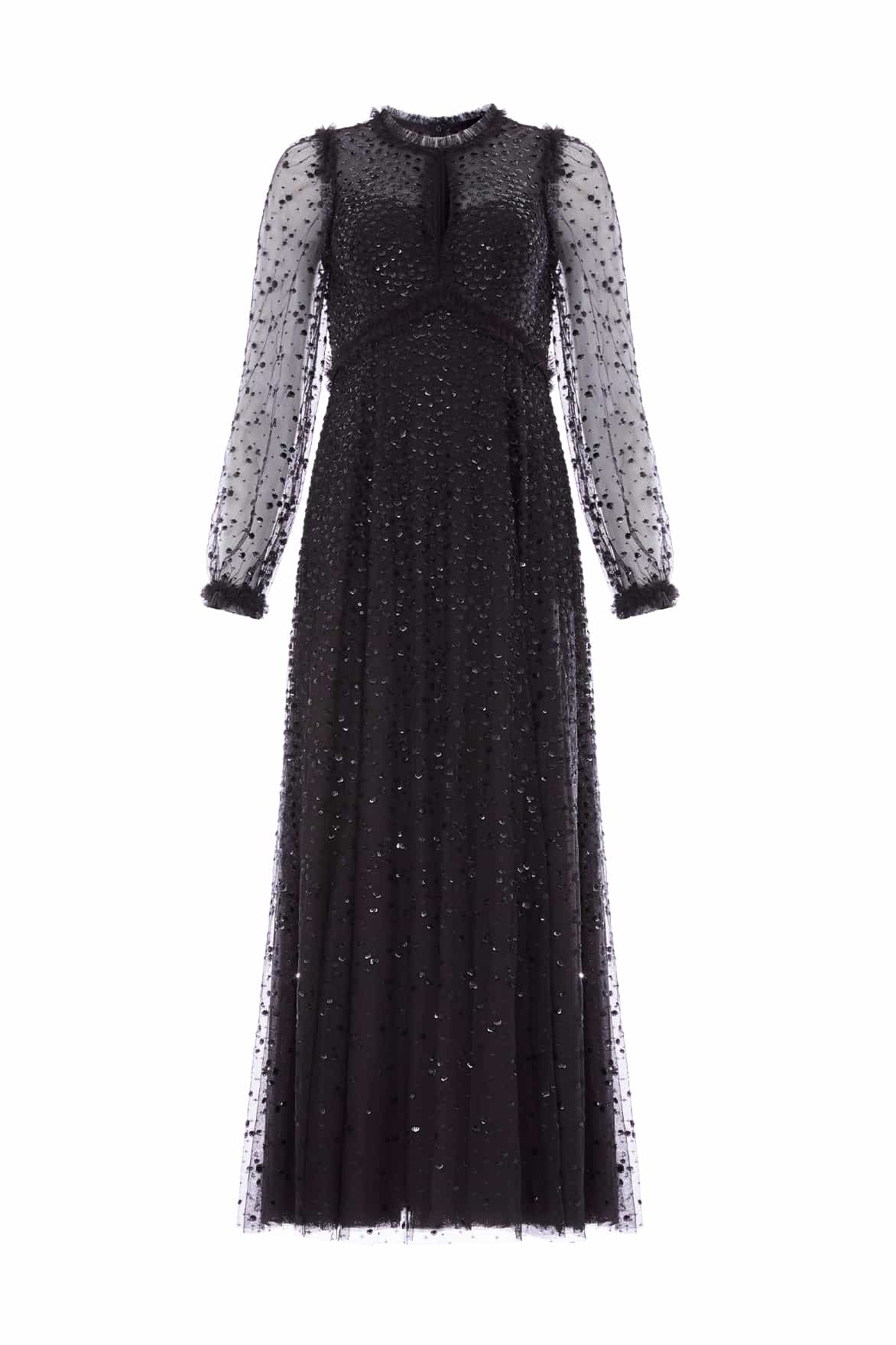 Needle and Thread Dappled Sequin Long Sleeve Ankle Gown