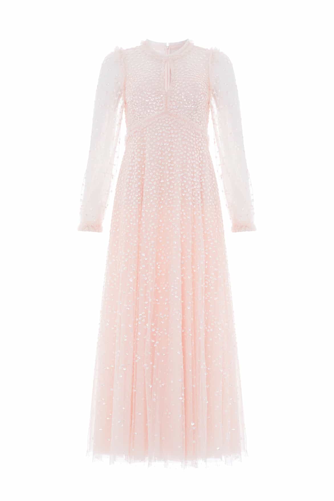 Needle and Thread Dappled Sequin Long Sleeve Ankle Gown