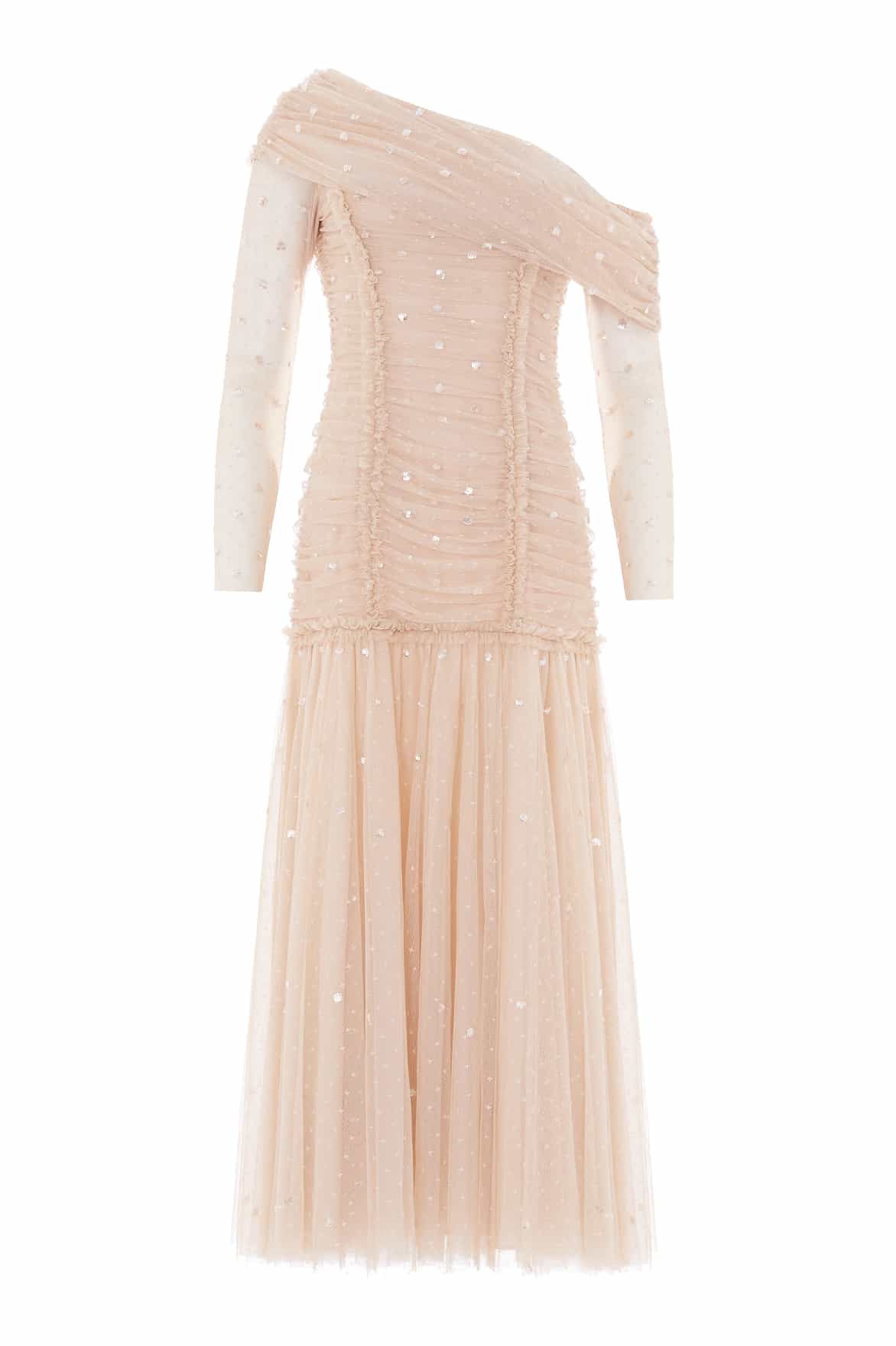 Needle and Thread Gigi Dot One-Shoulder Rouched Gown