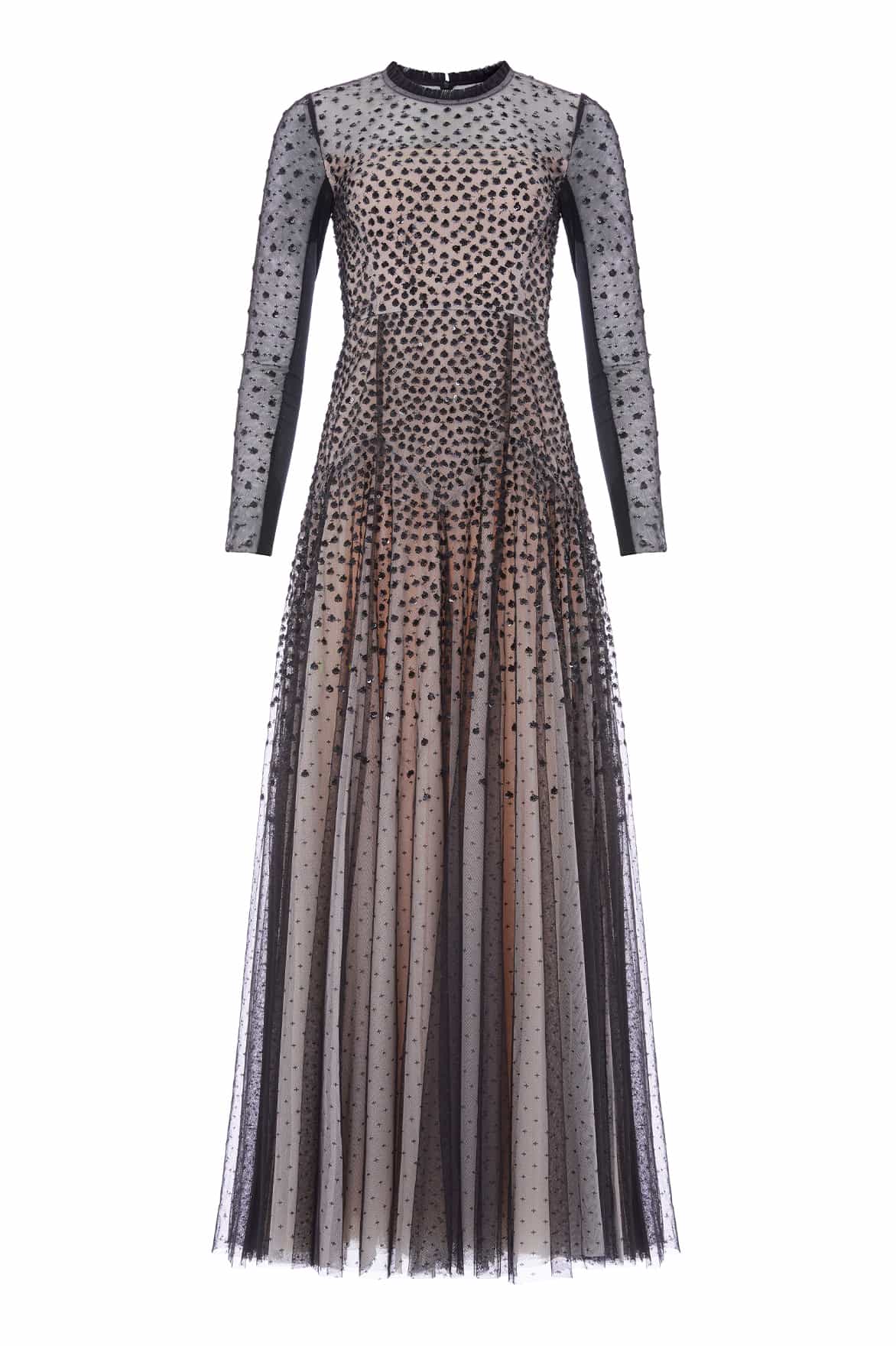 Needle and Thread Sequin Cascade Round Neck Gown