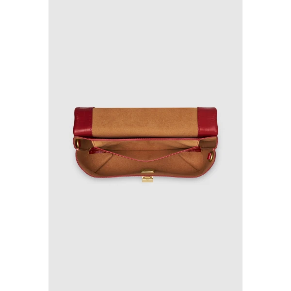 Internal product shot of the Oroton ETTA MEDIUM CLUTCH EEL in LAVA and Premium embossed leather for Women