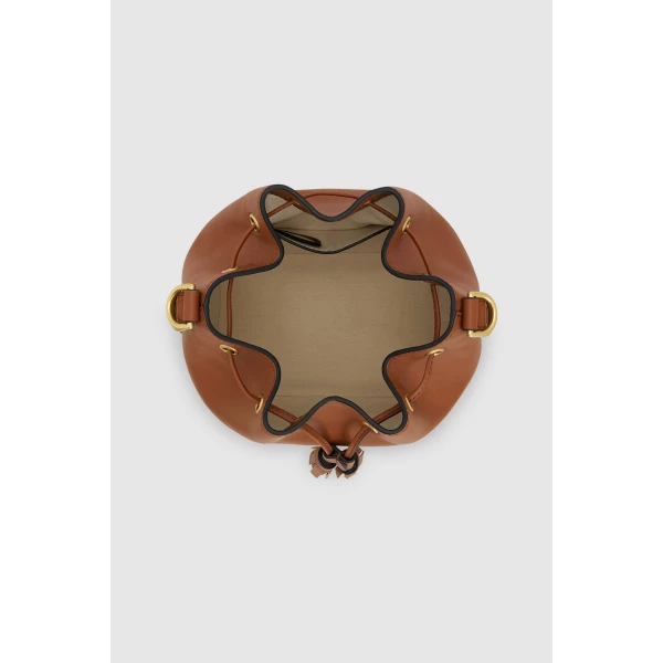 Internal product shot of the Oroton MAGGIE BUCKET BROGUING in COGNAC and Premium smooth leather for Women