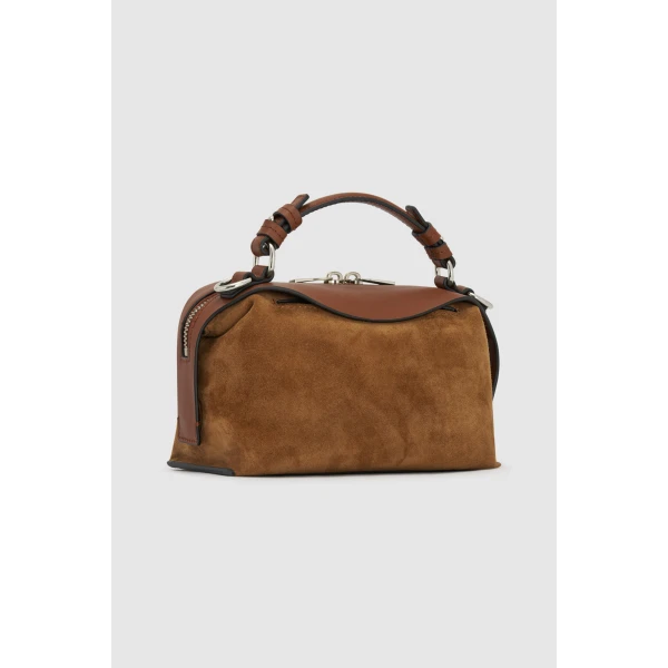 Back product shot of the Oroton MICA BOWLER SUEDE in TEAK and Premium suede leather for Women