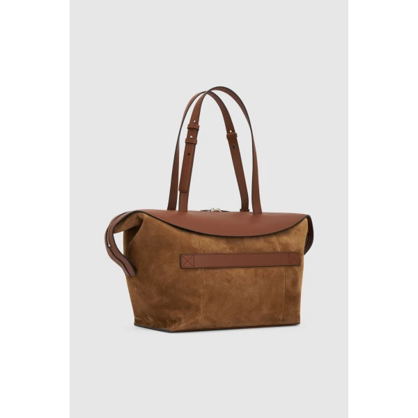 Back product shot of the Oroton MICA MEDIUM TOTE SUEDE in TEAK and Premium suede leather for Women