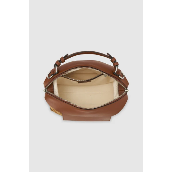 Internal product shot of the Oroton MICA MINI BOWLER SUEDE in TEAK and Premium suede leather for Women