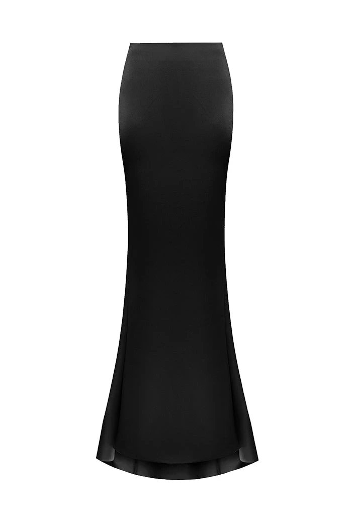 Rasario Draped Satin Maxi Skirt With A Train Rasario Satin Skirt – couture evening dress