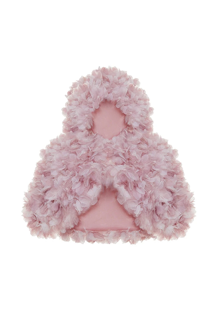 Rasario Cropped Hooded Cape With A Floral Trim Rasario Cropped Cape – couture evening dress