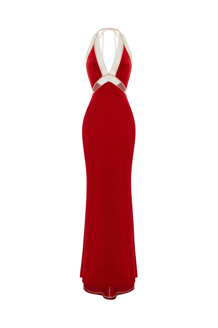 Rasario Velvet Maxi Dress Rasario Velvet Dress – couture evening dress