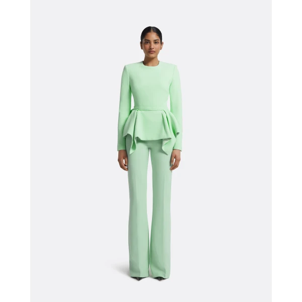 Alexa Trousers In Brook Green by Safiyaa ‚Äì luxury pants in Green available at Luxury Shoes 
