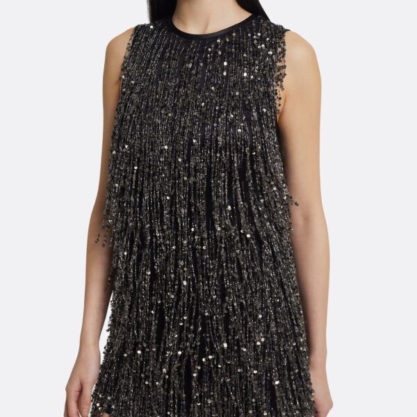 Amal Short Dress In Black With Gunmetal by Safiyaa ‚Äì luxury dresses in Black available at Luxury Shoes 