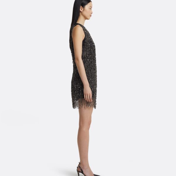 Amal Short Dress In Black With Gunmetal by Safiyaa ‚Äì luxury dresses in Black available at Luxury Shoes 
