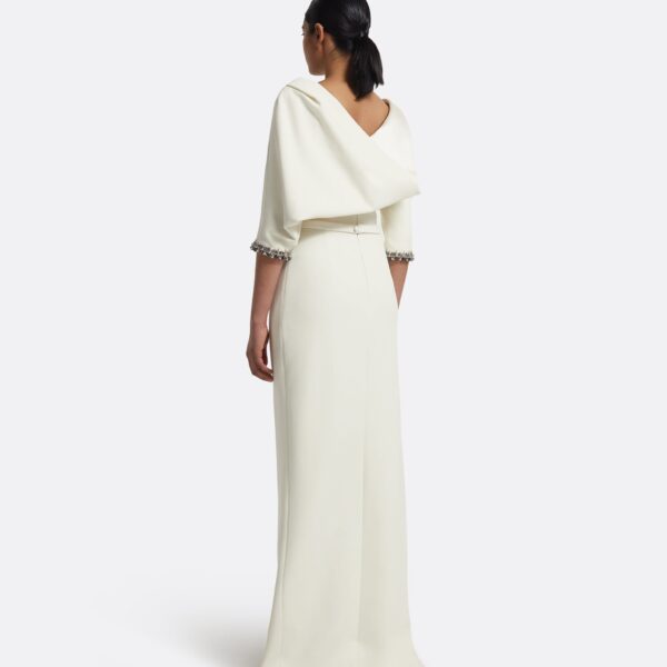 Amaris Long Dress In Ivory With Gunmetal by Safiyaa ‚Äì luxury dresses in Ivory available at Luxury Shoes 