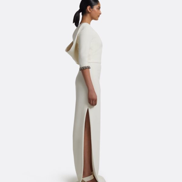 Amaris Long Dress In Ivory With Gunmetal by Safiyaa ‚Äì luxury dresses in Ivory available at Luxury Shoes 