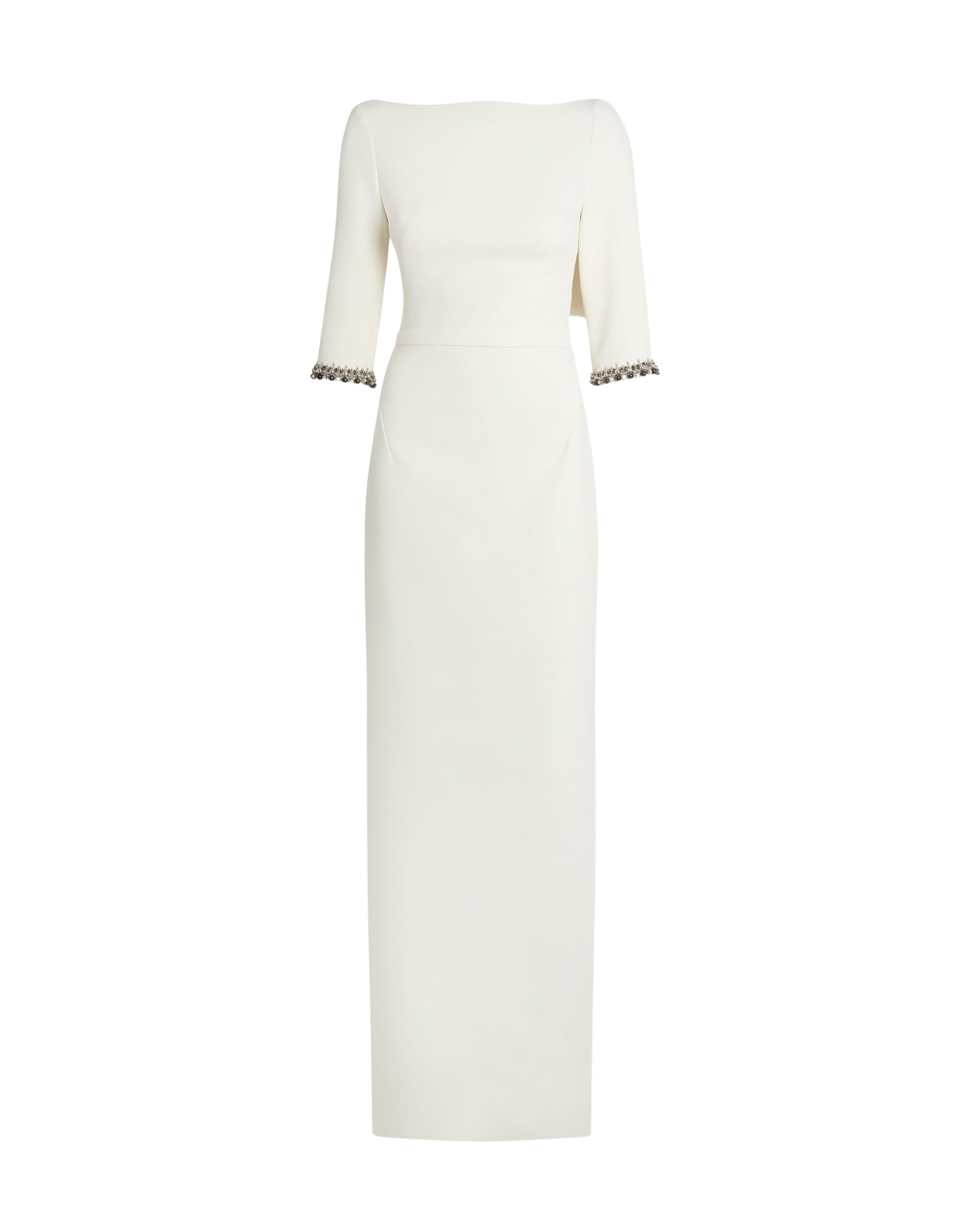 Safiyaa Amaris Long Dress In Ivory With Gunmetal