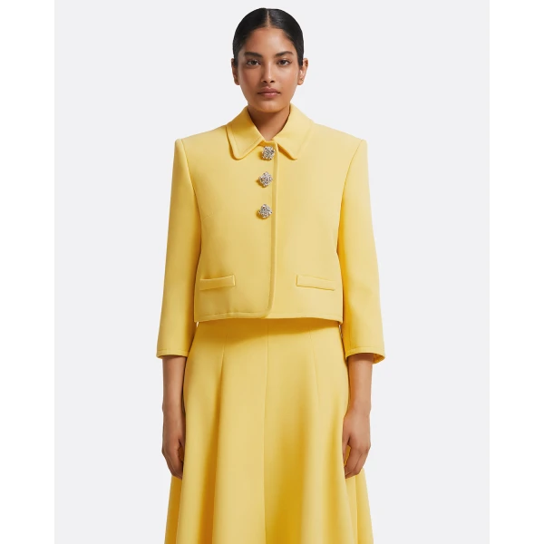 Arata Jacket In Aspen Gold With Crystal by Safiyaa ‚Äì luxury jackets in Gold available at Luxury Shoes 