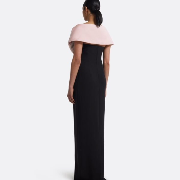 Azrael Long Dress & Hanabi Harness In Lotus Bloom On Black by Safiyaa ‚Äì luxury dresses in Black available at Luxury Shoes 