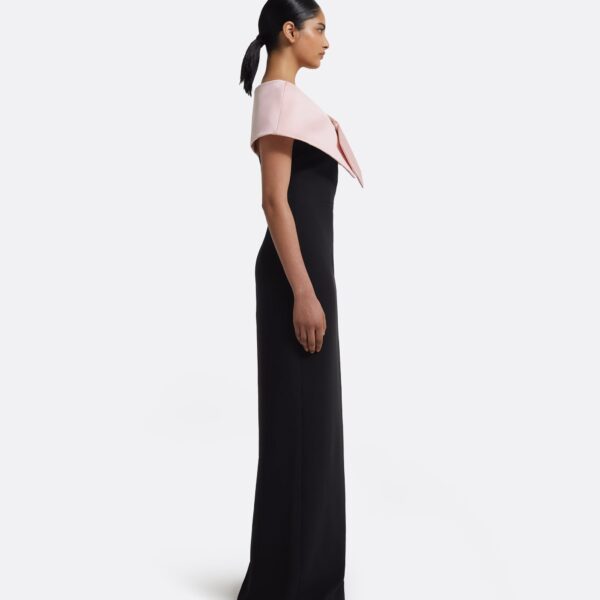 Azrael Long Dress & Hanabi Harness In Lotus Bloom On Black by Safiyaa ‚Äì luxury dresses in Black available at Luxury Shoes 