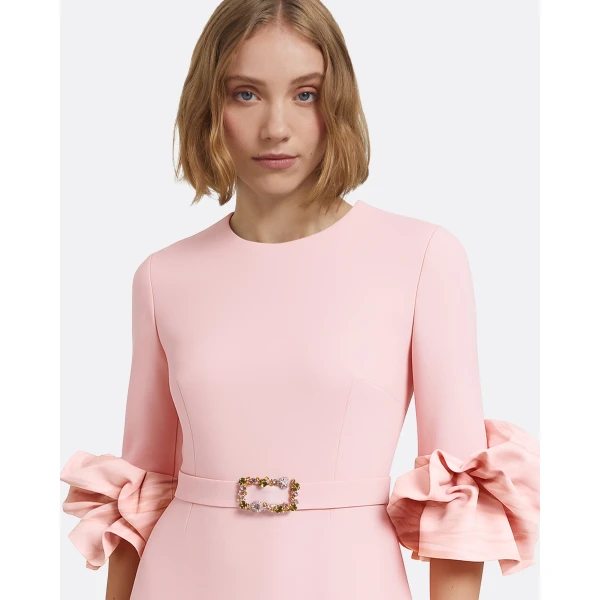 Belen Long Dress In Lychee With Embellished Belt by Safiyaa ‚Äì luxury dresses in Pink available at Luxury Shoes 