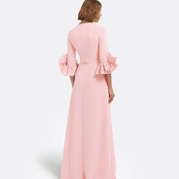 Belen Long Dress In Lychee With Embellished Belt by Safiyaa ‚Äì luxury dresses in Pink available at Luxury Shoes 