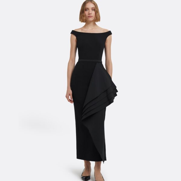 Bree Midi Dress In Black by Safiyaa ‚Äì luxury dresses in Black available at Luxury Shoes 