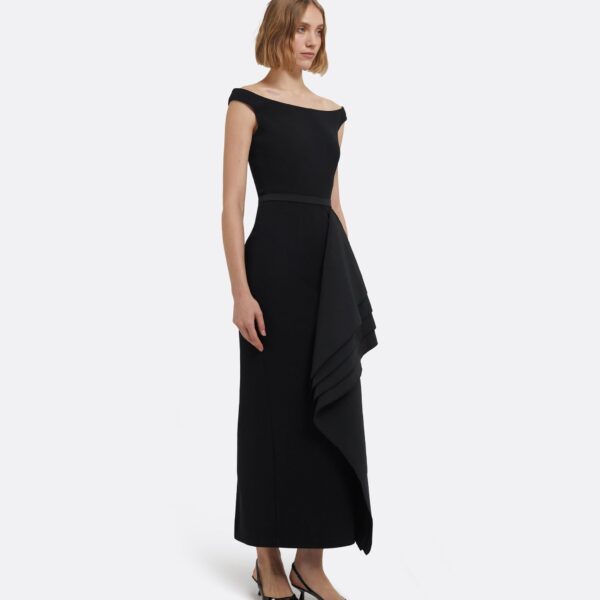 Bree Midi Dress In Black by Safiyaa ‚Äì luxury dresses in Black available at Luxury Shoes 