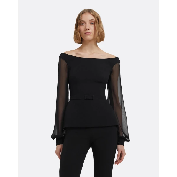 Breena Top In Black by Safiyaa ‚Äì luxury tops in Black available at Luxury Shoes 