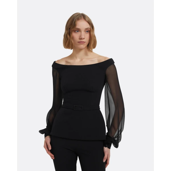 Breena Top In Black by Safiyaa ‚Äì luxury tops in Black available at Luxury Shoes 