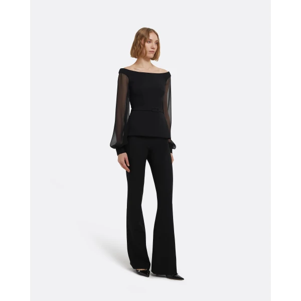 Breena Top In Black by Safiyaa ‚Äì luxury tops in Black available at Luxury Shoes 