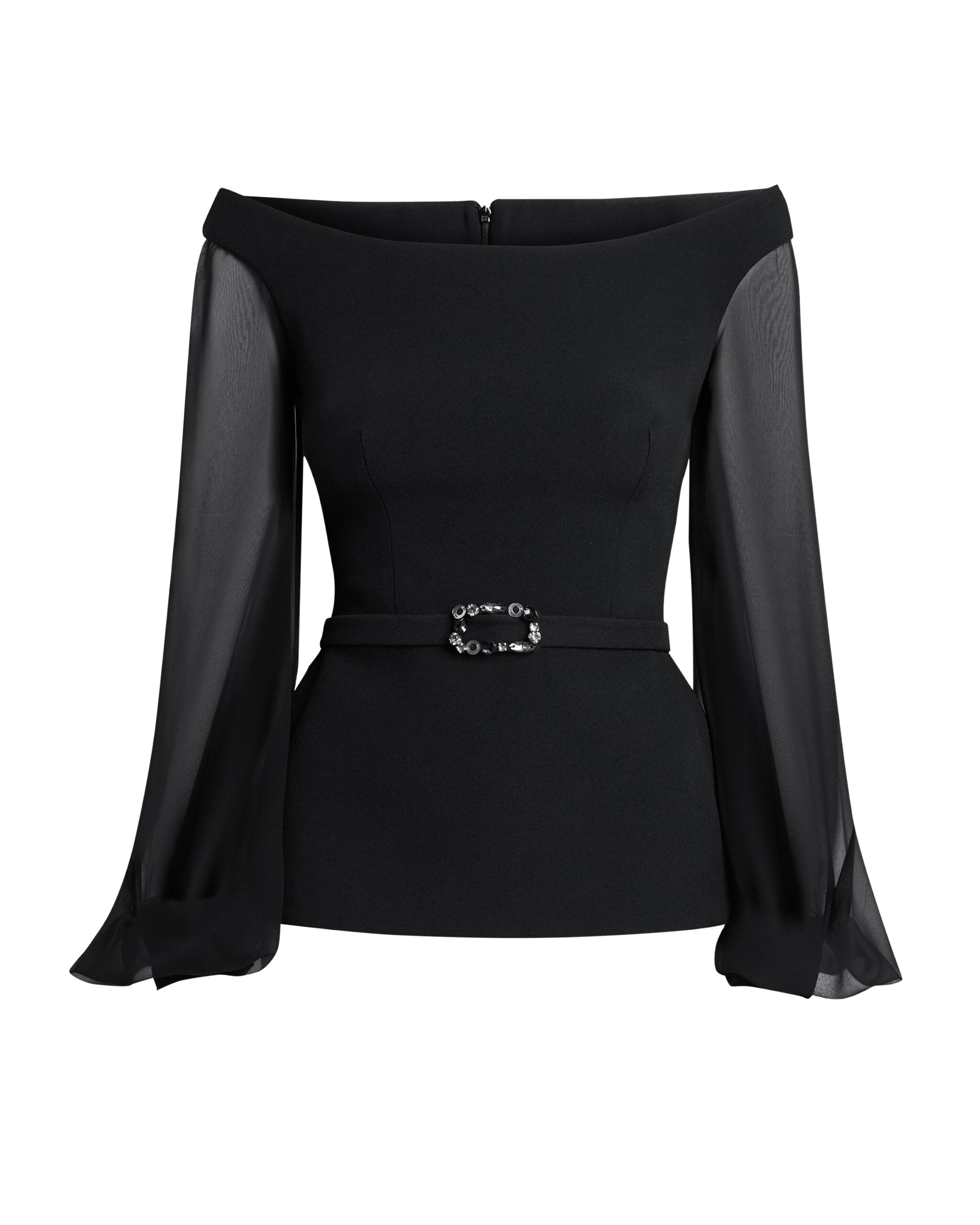 Safiyaa Breena Top In Black With Embellished Belt