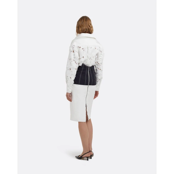 Gemma Skirt In Midnight Navy And Ivory by Safiyaa ‚Äì luxury skirts in Ivory available at Luxury Shoes 